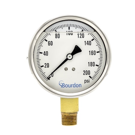 Bourdon 4 in. 0/200 PSI 1/2 in. LM MAG5-D62.H23